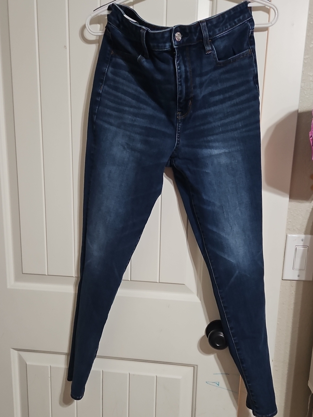 American Eagle Outfitters Navy Skinny Jeans with Faded Detail